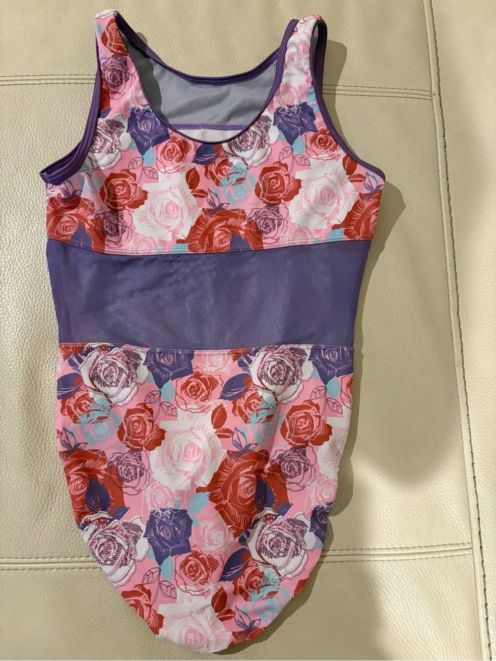 Plum -Pink Floral gymnastics leopard women S